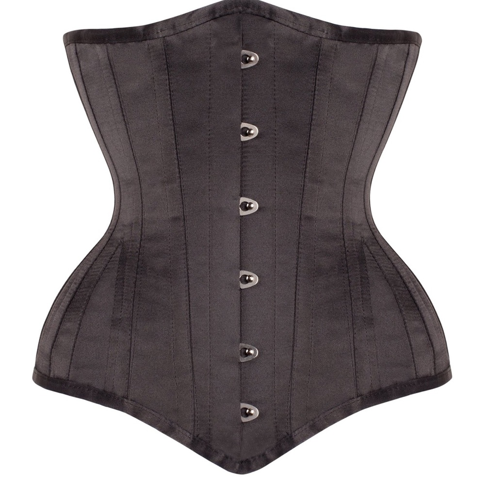 Black Satin Longline Underbust Corset – Size 22 – Barely Worn – Steel Boned